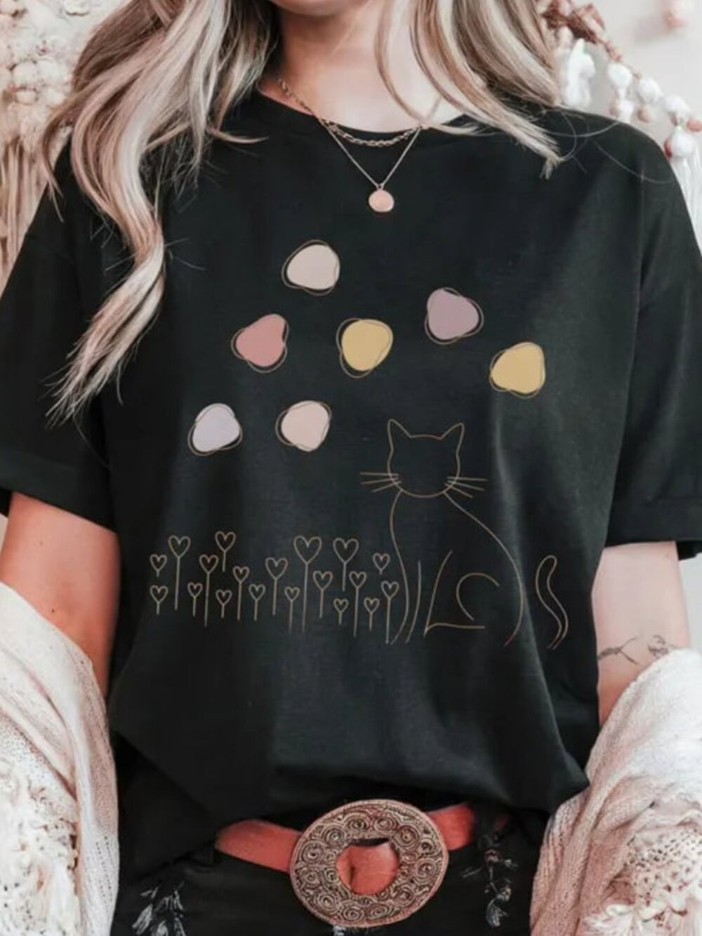 Cat Lover Shirt, Cute Graphic Cat Tee, Spring Cat Shirt